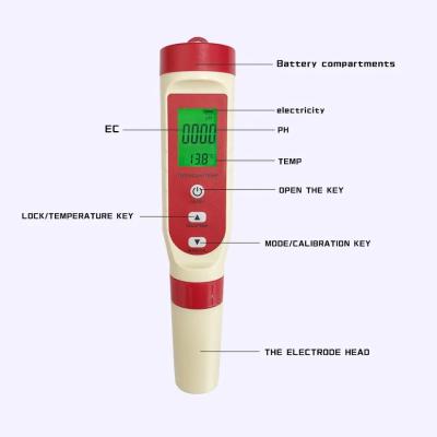 China LCD Display Screen Water Test Pen 4 in 1 Tds/ec/ph/temp Meter for Temperature Control for sale