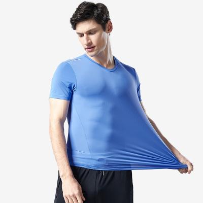 China Custom Mention Sport Breathable Jogging Wear Mid V-Neck Spliced ​​Printing Casual Track T-shirt Black Quantity Blue Men for sale