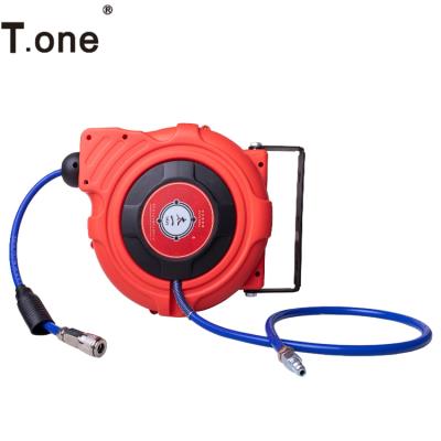 China Adjustable Garden 12M Shrink Reel Rotating Hose Reel Wall Mounted High Pressure Wash Station for sale