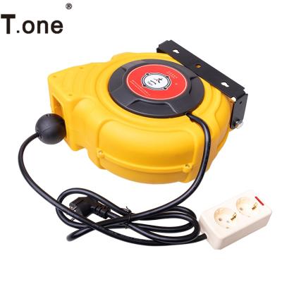 China Hot Sale 3 Core 2.5 Adjustable Square Automatic Telescopic Electric Hose Reel Wall Mounted Cable Reel for sale