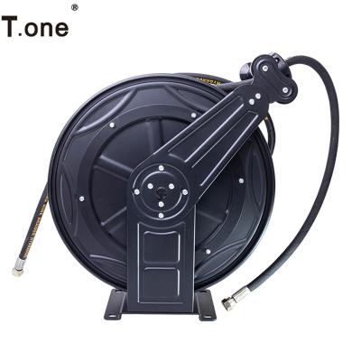 China Heavy Duty Reel Adjustable Automatic High Pressure Metal Garden Hose Steel Wire Hose Reel Industrial Cleaning High Pressure Joint for sale