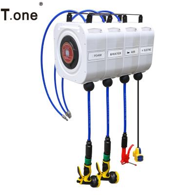 China Adjustable Universal Car Beauty Equipment Steam Polishing Electric Combination Hose Reel Boxcar Wash Hose Reel for sale