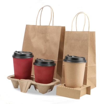 China Wholesale Custom Eco Friendly Brown Bread Logo Materials Product Recycled Fast Food White Coffee Top Placed Take Away Kraft Paper Bag for sale