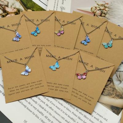 China New Fashion Retro Hiphop Temperament Multicolor Butterfly Necklace Creative Simple Cute Lady Jewelry for sale