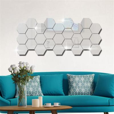 China Waterproof+Eco-friendly 12pcs 3d Mirror Wall Stickers Hexagon Shape Wall Sticker Decal Diy Home Decoration Art Mirror Ornaments for sale