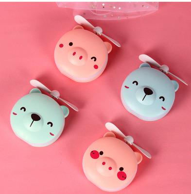 China Lighted Mini Piggy Makeup Mirror Fan USB LED Light Fill Light Portable Beauty Mirror Fan for sale