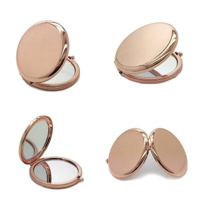 China Fashion Lit Small Mini Rose Gold Metal Sublimation Mirror With Private Label for sale