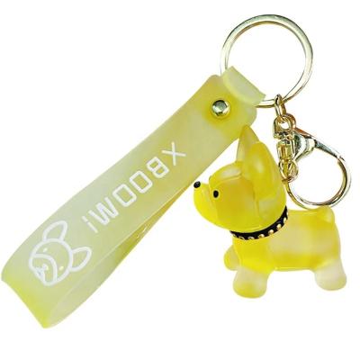 China Crystal Bulldog Keychain Cartoon Keychain Joy Key Ring Pendant Car Key Good Luck Fashion Couple's Hanging Creative Gift for sale