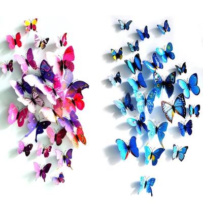 China Mix WALL STICKER 12Pcs/Set 3D Simulation Butterflies Wall Stickers Classroom Kids Room Art Decal Decoration For Door Window Refrigerator for sale