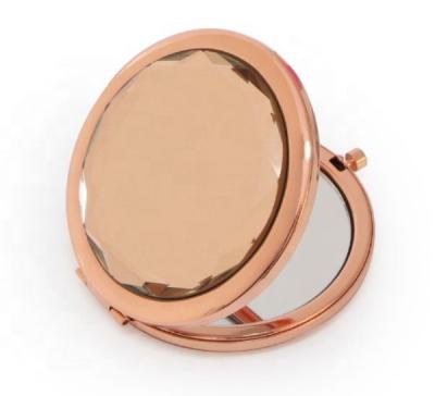 China Pocket Double Sided Personalized Metal Make Up Mirror Custom Portable Rose Gold Mini Mirror For Lady Gift for sale