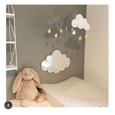 China Nordic Mirror Wall Decor Lighted Home Mirror Stickers Cloud Rabbit Art Shape Acrylic Shower Mirror Bedroom Living Room Home Decoration for sale