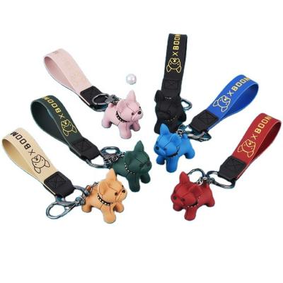 China NEW Cartoon Dog Key Chain Llavero De Perro Car Bag Accessories Dog Key Couples Cute Blue Animal Leather Key Car Hanging Key Chain for sale