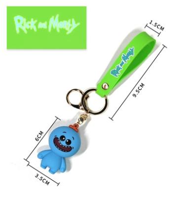 China 3D Plastic PVC Anime Rick Morty Key Chain Charms Stitch Lanyard Keyring Bag Carabiner Accessories for Rick and Morty Keychain for sale