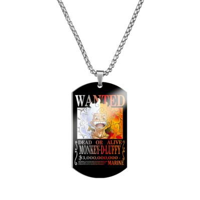 China Metal 39 Styles Alloy Dog Tags Anime Necklace One Piece Carabiner For Fans Anime Luffy Zoro Cartoon Necklace for sale