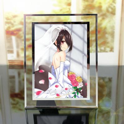 China 4X6 Photo Block Glass Anime Nezuko And Tanjirou Props Jigoku Raku Picture Frame DIY Crystal Glass Block Frames For Home Decor for sale