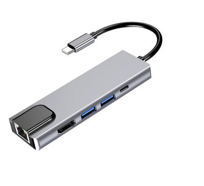 China Audio type-c to USB network card+pd+hdmi (2.0+3.0) +100M five-in-one expansion dock for mac for sale