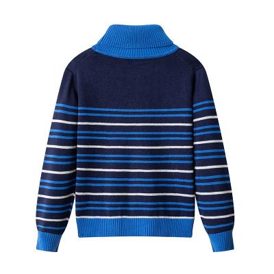 China Anti-wrinkle Kids Sweaters Boy Roll Neck Sweater For Kids Winter Striped Pullover for sale