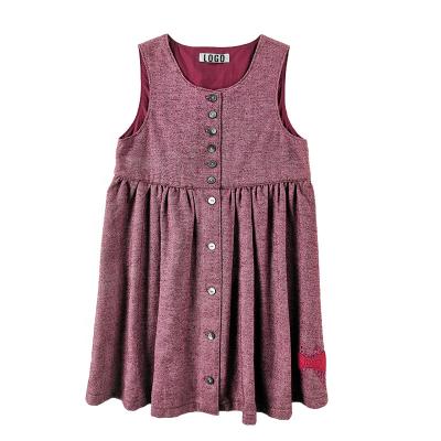 China Breathable Kids Cardigan Dresses With Delicate Bow Embroidery Red Kids Dress Drawstrings At Waist for sale