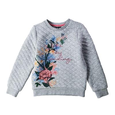 China Custom Made Winter Girl's Teen Anti-wrinkle Sweater Top Fashion Printed Gray Thick Floral Children' for sale