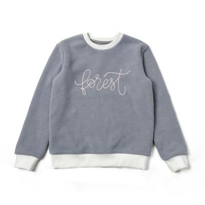 China Anti-wrinkle letter embroidery fleece tracksuit kids winter sweater for girl Gray And Comfortable for sale