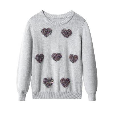 China Fashionable Anti-pilling Children Yarn Heart Jacquard Metallic Sweater Toddler Sweater for sale