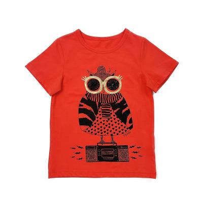 China 100% Cotton Girl Beaded Embroidery Anti-shrink T-shirts And Rubber Print T-shirt For Unisex Kids Girls for sale