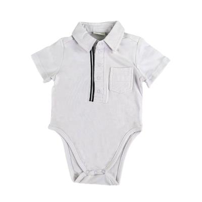 China 2021 95% Cotton 5%Spandex Rompers 95% Cotton 5%Spandex Baby Sleepwear V-Neck Romper White Short Jumpsuit For Newborn for sale