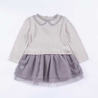 China Breathable Customized Stitching Baby Dress Lovely Heart Decoration Baby Girl Princess Sweater Dress for sale