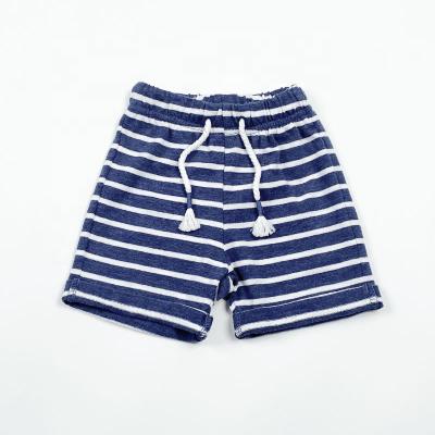 China Breathable Soft 100 Cotton Blue Striped Baby Boy Pants Baby Pants Shorts Summer With Self-fabric Stripe Baby Shorts for sale