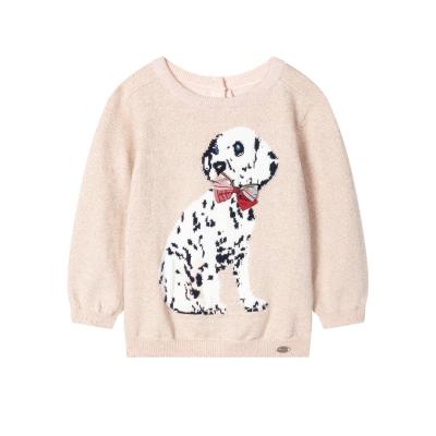 China Baby sweater anti-pilling lurex blend cotton dog jacquard checked bow long sleeves for sale