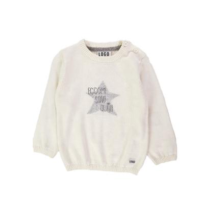 China Baby Anti Shrink Sweater Winter Cute Star White Knit Chunky Sweater With Shoulder Buttons for sale