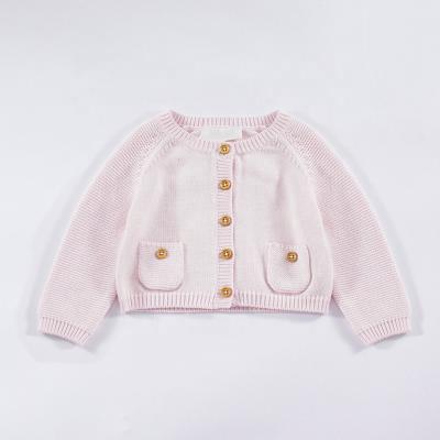 China Custom Cute 100% Baby Pink Toddler Cotton Toddler Sweater Spring Cardigan Anti Shrink Factory for sale