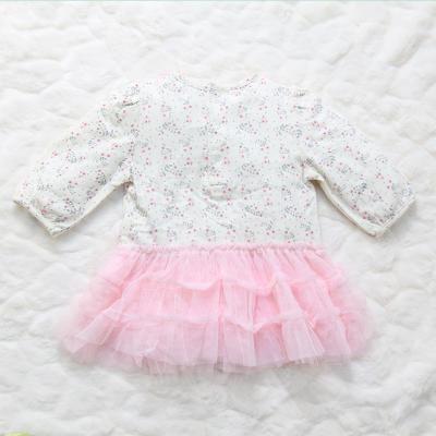 China Breathable Spring Baby Clothing Kids Knitted Pink Floral Dresses Babies Dress Sets for sale