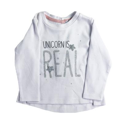 China Breathable Soft A Shape Baby Girls Long Sleeve Shirts White Glitter Letter Print Babies Shirts Fall for sale