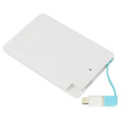 China Support 2500mAh Fast Charging Credit Card Style Power Bank with Built in Cable for sale