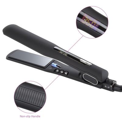 China 1.5 Inch LCD Hair Tool Equipment Ionic Titanium Hair Straightener LCD Temperature Display for sale