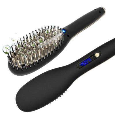 China Round With Custom Logo Digital Comb Brush Ionic Electric Hair Straightener for sale