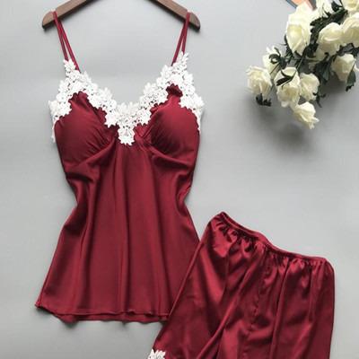 China Fashional sexy nightwear camisole sleepwear women red lingerie QUICK DRY silk like nightgown for sale