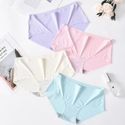 China Seamless women's panties ice color one-piece crotch underwear pure silk online cotton antibacterial wholesale for sale