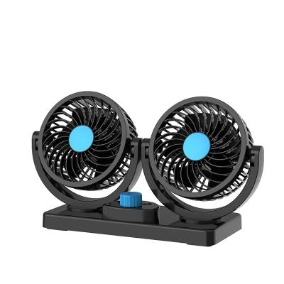 China Easy 360 Swivel Adjustment 360 Degree Rotation Adjustable Strong Wind Car Air Fan Double Head Car Cooling Fan for sale