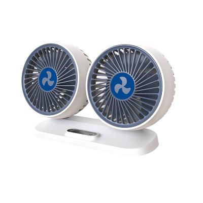 China Easy 360 Swivel Adjustment Car Powerful Small Fan Double Head 360car Fans Air Cool Auto Vehicle Electronic Car Air Fan for sale