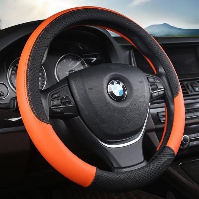 China Perfectly Fit Hot Selling Universal Leather Rubber Car Steering Wheel Cover 15inch Car Accessories Steering Wheel Cover for sale