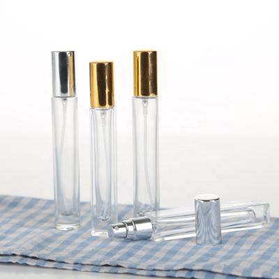 China 10ml Cosmetic Fine Empty Travel Spray Mist Spray Glass Refillable Perfume Bottles With Spiral Sprayer for sale