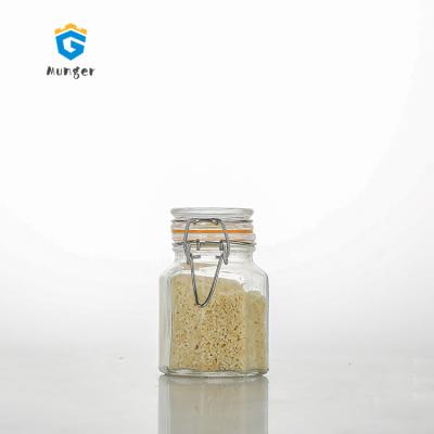 China 100ml Viable Circleware Mini Round Glass Spice Jar with Airtight Swing Top Locking Lid for sale