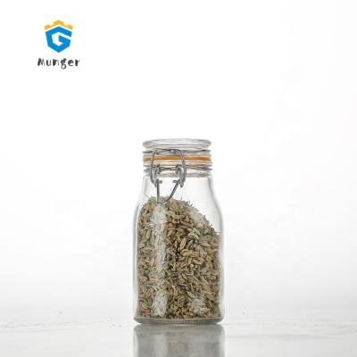 China Viable Clear 180ml Circleware Mini Round Glass Spice Jar With Airtight Swing Top Locking Lid for sale