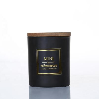 China Home Decor High Quality Black Matte Glass Jar Candle Bulk Scented Candle Bottle With Bamboo Cover for sale