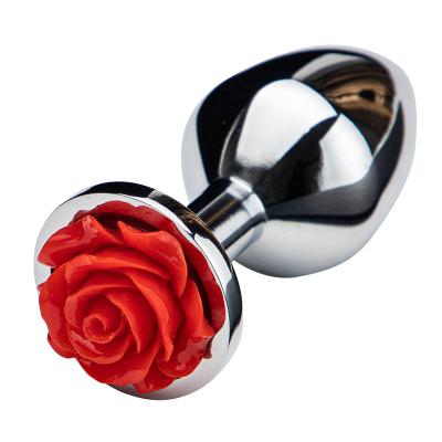 China Easy To Clean Hot Water Easy To Store Easy To Clean Hot Water Easy To Store Rose Flower Metal Anal Plug Masturbation Anal Expander For Adults for sale