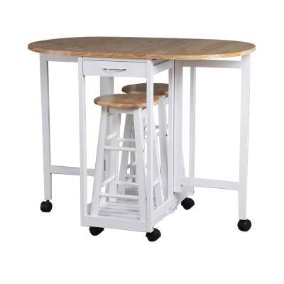 China MDF Pine Wood Environmental Friendly Folding Designs Modern Wood Dining Table With Wheels for sale