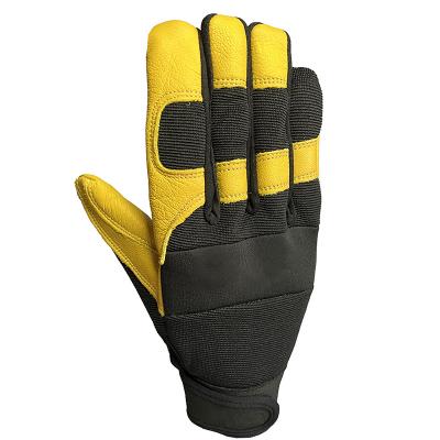 China Working Cow Grain Leather Palm Dipped To Work Flexible Protective Safety Mechanical Gloves for sale