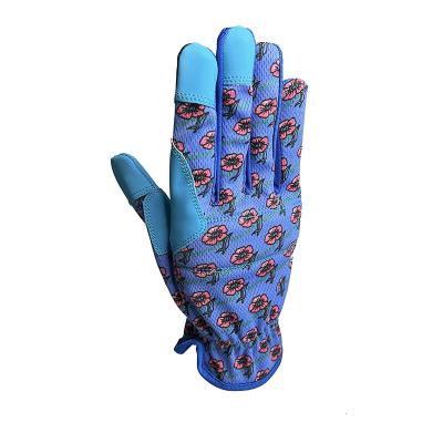 China Breathable Polyester Back Flower Pattern Printed Protective Working Garden Gloves Polyester Hand Gloves for sale